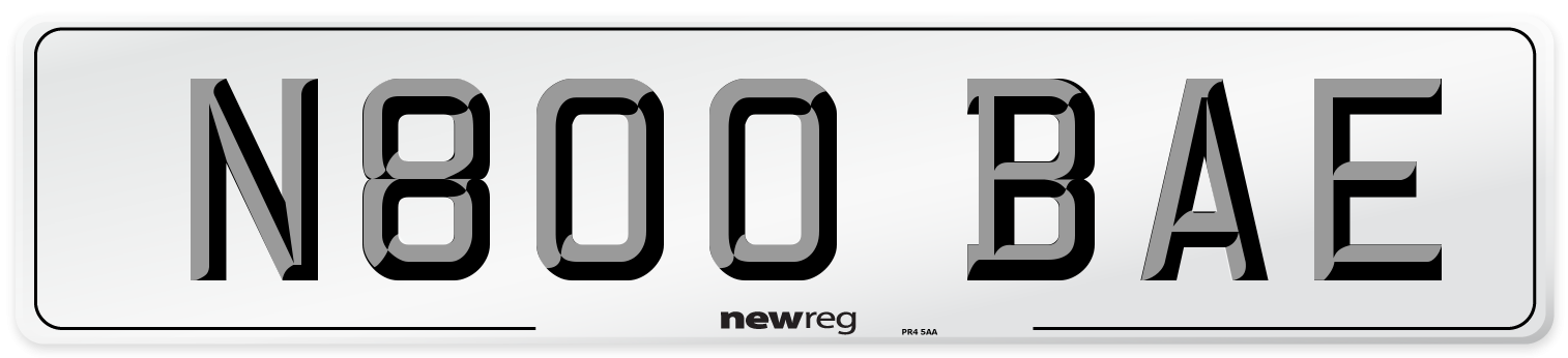 N800 BAE Number Plate from New Reg